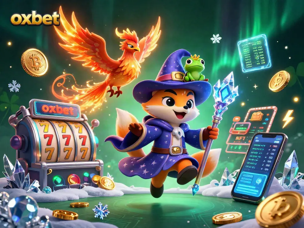 Play exciting casino games with Oxbet in this vibrant 3D illustration featuring whimsical characters and vibrant elements.
