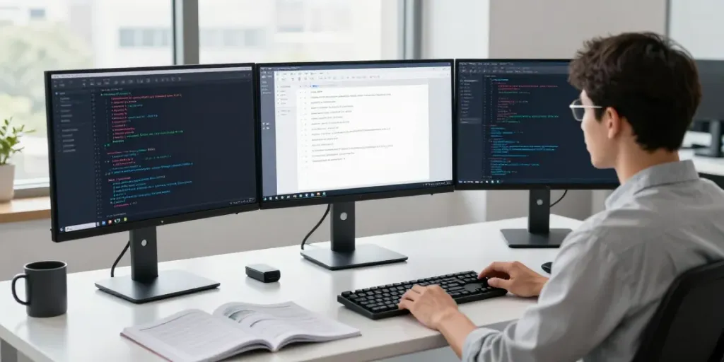 Developer performing instant indexing tasks in a modern tech workspace.