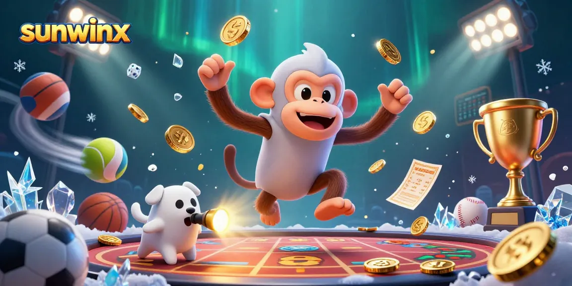 sunwinx showcases a playful poltergeist monkey juggling casino gold while a curious puppy tracks it in a thrilling interactive gambling adventure.