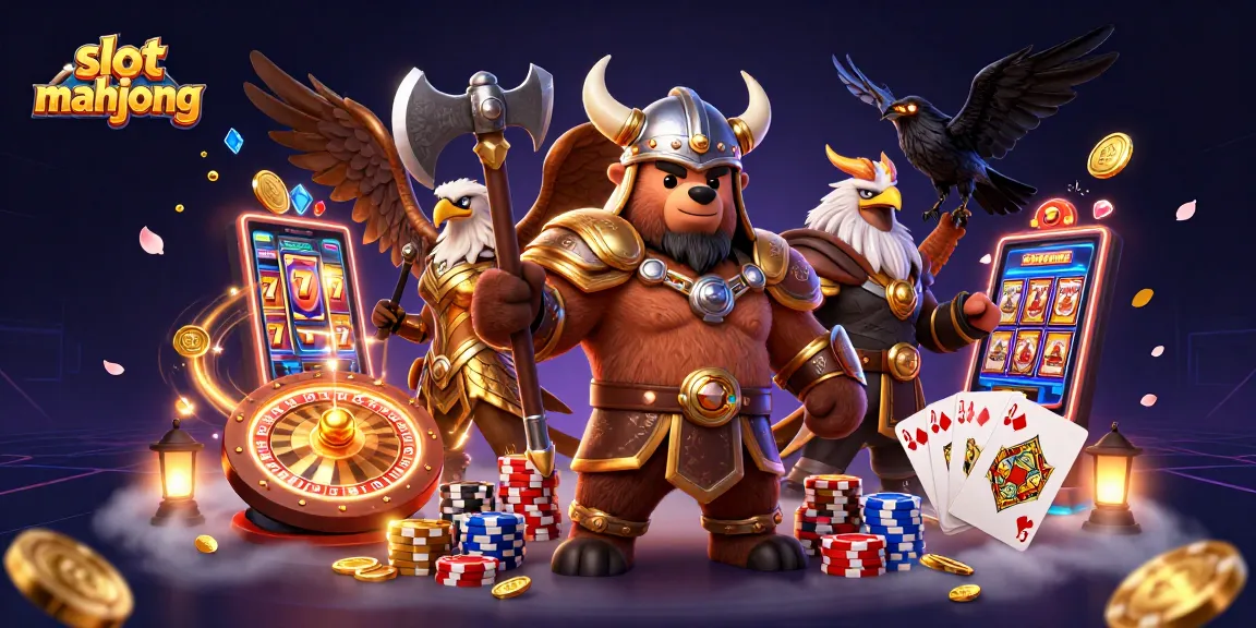Experience slot mahjong in an ultra-detailed 3D illustration with vibrant casino elements.