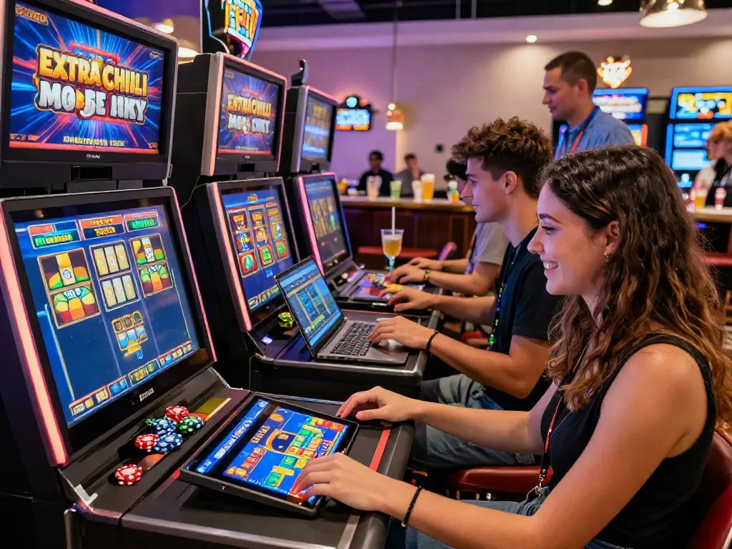 Players at an online casino engaging with Bonus Buy slots at https://stargazyinn.co.uk, showcasing excitement and variety.