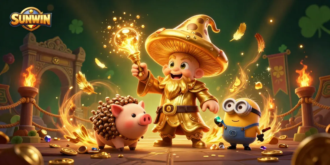 SUNWIN transforms gameplay with a vibrant 3D casino scene featuring magical elements and treasures.