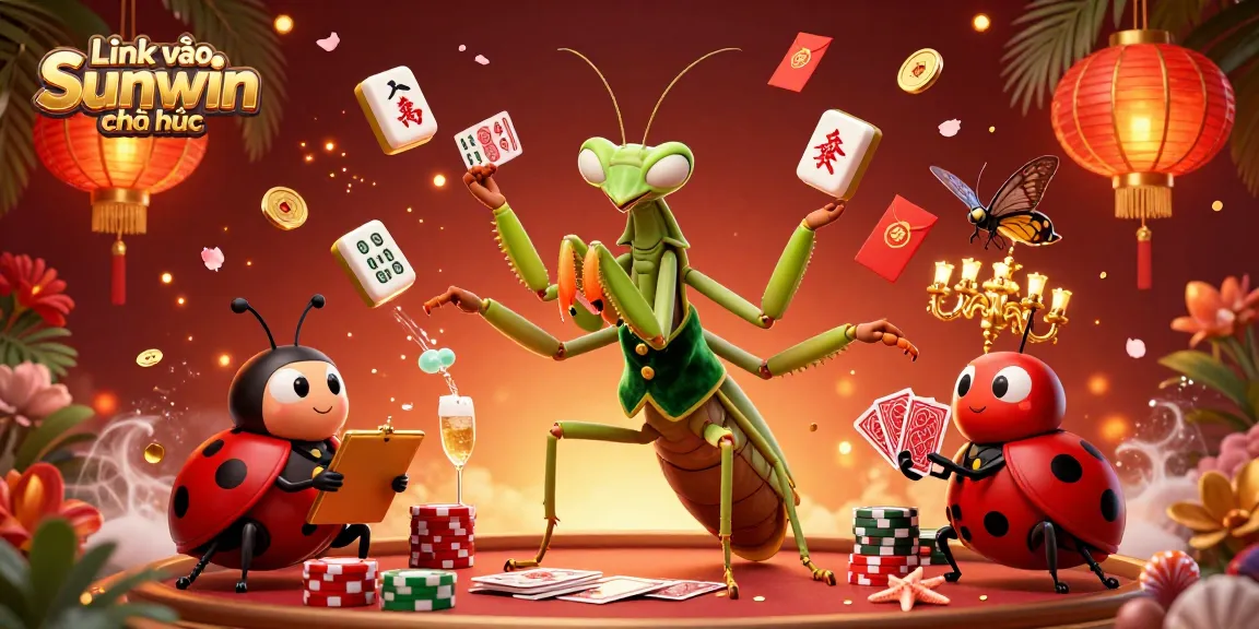 Engage with the thrilling Link vào Sunwin chính thức atmosphere featuring vibrant characters and festive gambling elements.