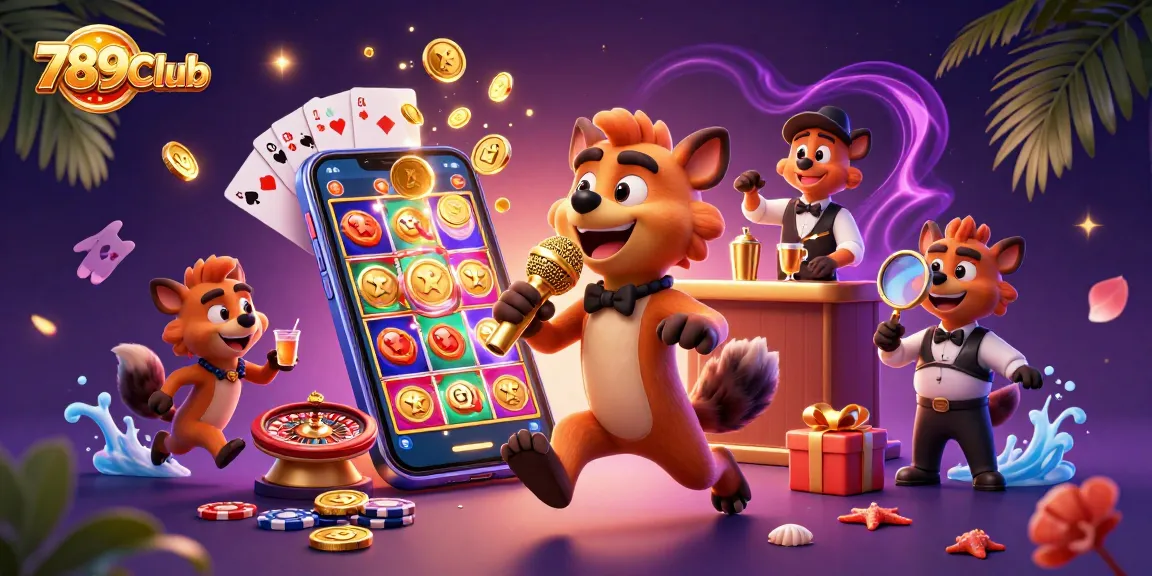 Experience the vibrant excitement of 789Club with hyenas in a lively casino scene.